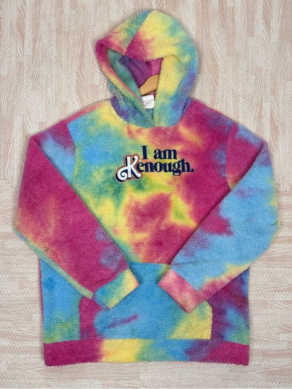 Barbie Hoodie Size XL Multicolor Tie Dye Sherpa I Am Kenough Enough Pullover